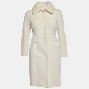 Max Mara Studio Ivory Mink Collar Felt Coat S
